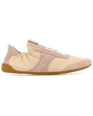 Chloé Two-Tone Canvas And Leather Chloã£Â¨ Kick Trainers - Pink