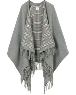 Burberry Check Wool Cape - Grey