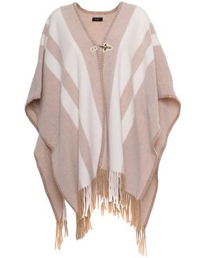 Fay Two Colored Hooked Poncho - Pink