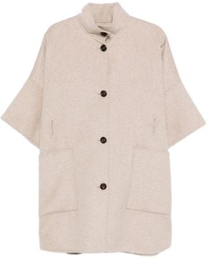 Liu Jo Relaxed Coat With Button Fastening And Patch - Natur