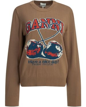 Ganni "Cherry" Rundhalspullover - Braun