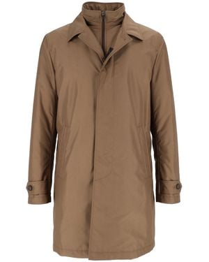 Fay Morning Mid-Length Concealed-Zip Coat - Brown