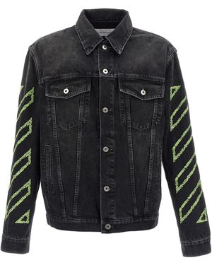 Off-White c/o Virgil Abloh Diagonal Arrow Outl Denim Skate Jacket - Schwarz