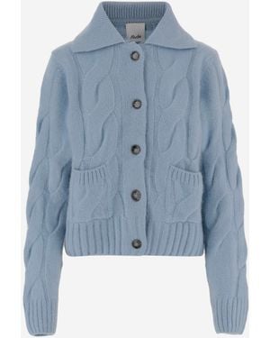 Allude Gegen Kaschmir und Seiden -Strickjacke mit geflochtenem Muster anspielend - Blau