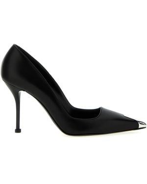 McQueen Alexander MC Queen Black Décolleté mit Metallspitze - Schwarz
