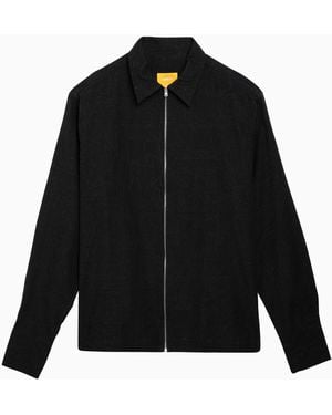 AIREI Cotton Zipped Shirt Jacket - Black