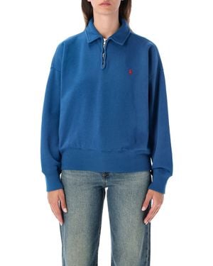 Polo Ralph Lauren Logo Shirt Collar Sweatshirt - Blue