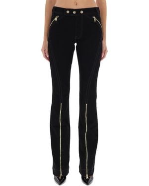 Versace Jeans Couture Trousers With Zipper Detail - Black