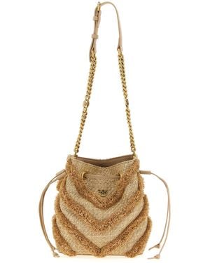 Pinko Raffia Mini Eimerbeutel - Natur