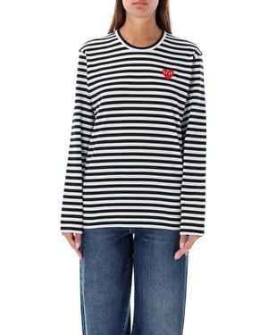 COMME DES GARÇONS PLAY Striped Long-Sleeved T-Shirt - Blue