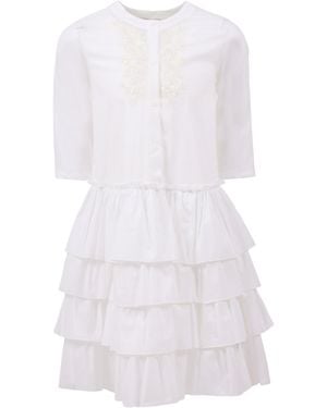 Ermanno Scervino Abito Con Ricami Bacchett - White