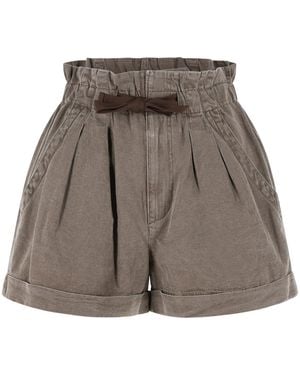 Isabel Marant 'Nirma' Cotton And Linen Shorts - Gray