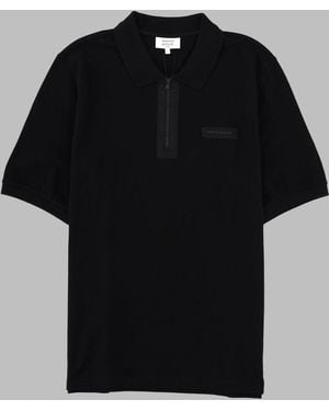 Maison Kitsuné Polo Con Zip E Patch Logo - Black