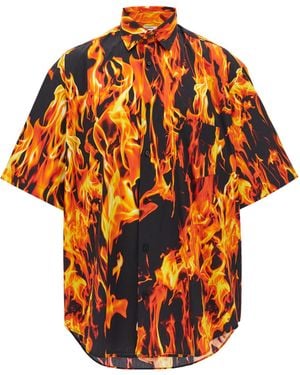 Vetements 'black & Orange Fire' Shirt - Oranje