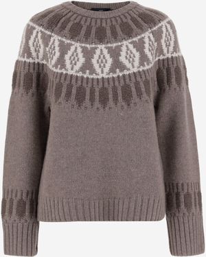 arch4 Suéter de cachemir con patrón geométrico - Marrón