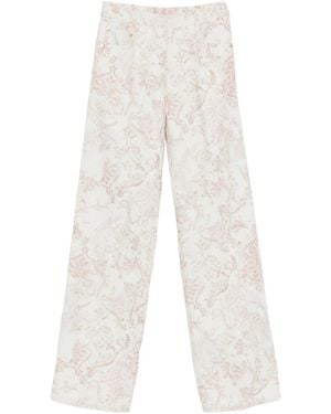 forte_forte Trousers 5 Tasche Vita Alta Denim"Nontiscordardime" - White