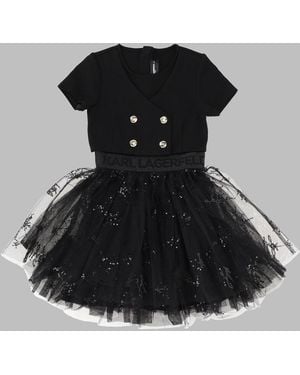 KARL LAGERFELD Chic Mini Dress For Girls - Black