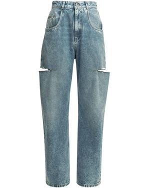 Maison Margiela Ripped Wide Leg Jeans - Blue