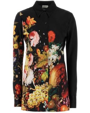 Dries Van Noten Printed Silk Satin Shirt - Black