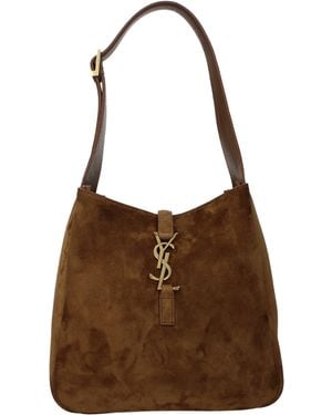 Saint Laurent Le 5A7 Suede Shoulder Bag/Caramel - Brown