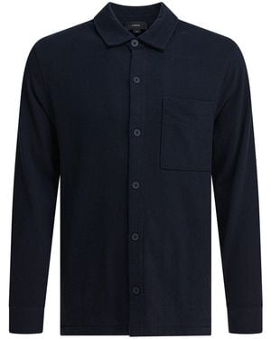 Vince Cotton Suede Overshirt Jacket - Blue