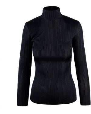 Elisabetta Franchi Maglia in Filato di Viscosa Con DeTagli Logo Nera - Blau