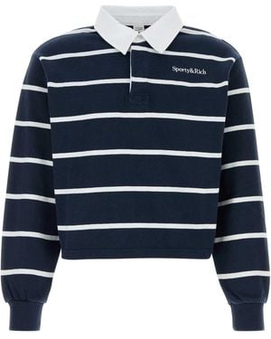 Sporty & Rich Embroidered Cotton Polo Shirt - Blue