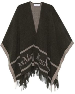 Max Mara Poncho Met Franjes - Zwart