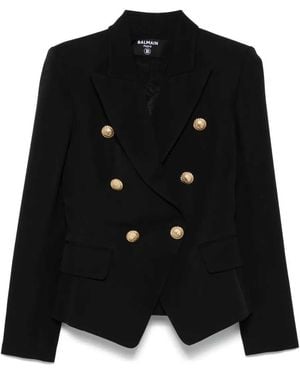 Balmain Grain De Poudre 6-Button Tailored Jacket - Black