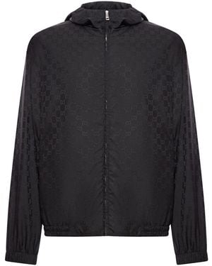 Gucci Gg Nylon Jacquard Zip Jacket, Ready-To-Wear - Black