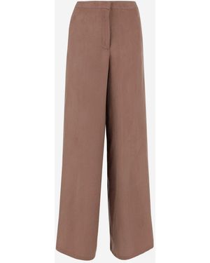 Blumarine Pantaloni Di Gabardine - Marrone