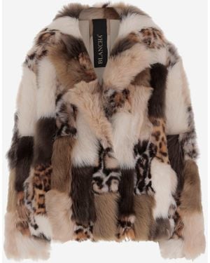 Blancha Color Block Shearling Jacket - Brown