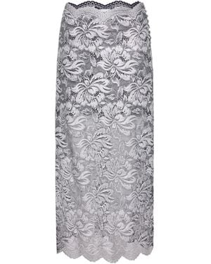 Rabanne Floral Midi Skirt - Gray