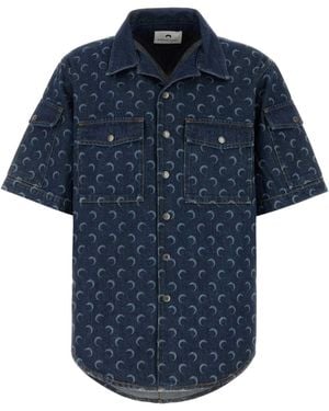 Marine Serre Printed Denim Shirt - Blue