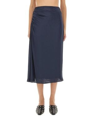 Theory Draped Midi Skirt With Side Ruching Detail - Blau