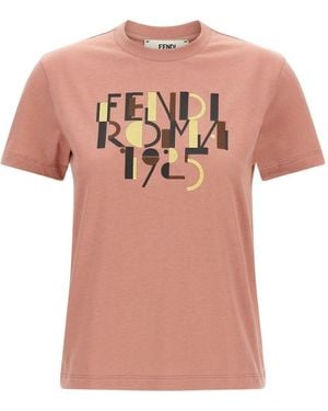 Fendi Embroidered Tee Shirt - Pink
