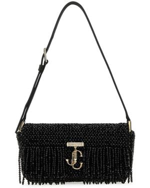 Jimmy Choo Satin Mini Avenue Shoulder Bag - Black