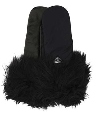 Prada Nylon And Nappa Leather Gloves - Black