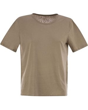 Majestic Linen Crew-Neck T-Shirt - Gray