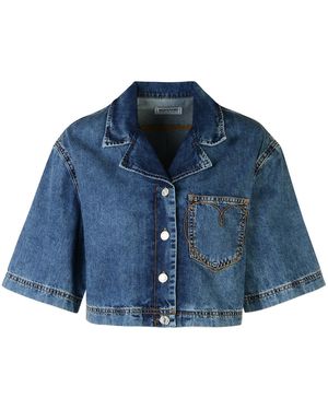Moschino Camicia Di Cotone Blu Dei Jeans Moschino
