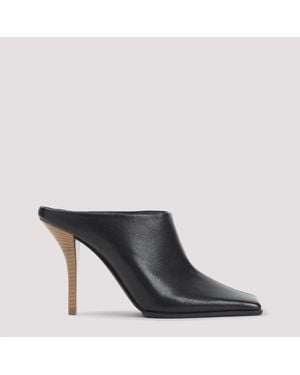 Alaïa Leather Heeled Mules - Black