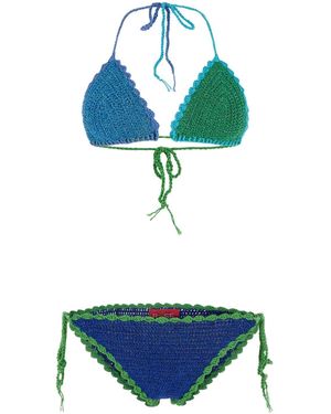 Rose Carmine Crochet Bikini - Blue