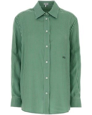 Loewe Embroidered Silk Twill Shirt - Green