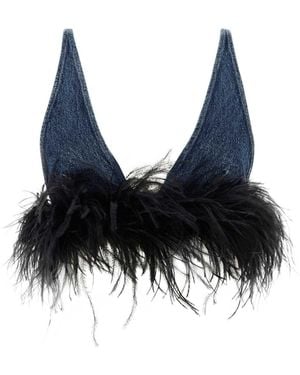 Miu Miu Feather Cotton Top For - Blue