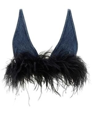 Miu Miu Feather Cotton Top For - Blue