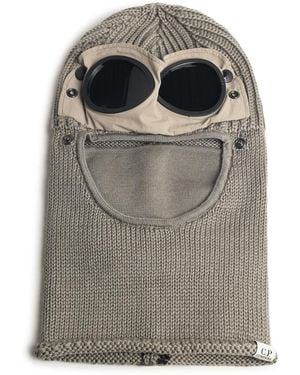 C.P. Company Sturmhaube "Goggle" aus beiger Wolle - Grau