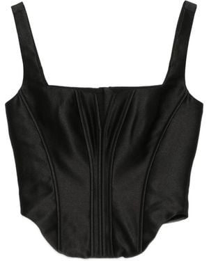 Self-Portrait Taffeta Corset Top - Black