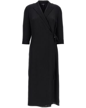 Theory Wrap Design Silk Maxi Dress - Schwarz