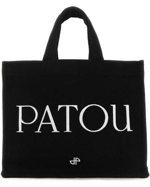 トートバッグ PATOU Black Canvas Small Tote Patou Shopping Bag Patou | Small Patou tote in cotton canvas