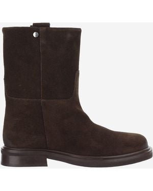 Poeve Wildleder-Stiefeletten mit runder Zehenpartie - Braun